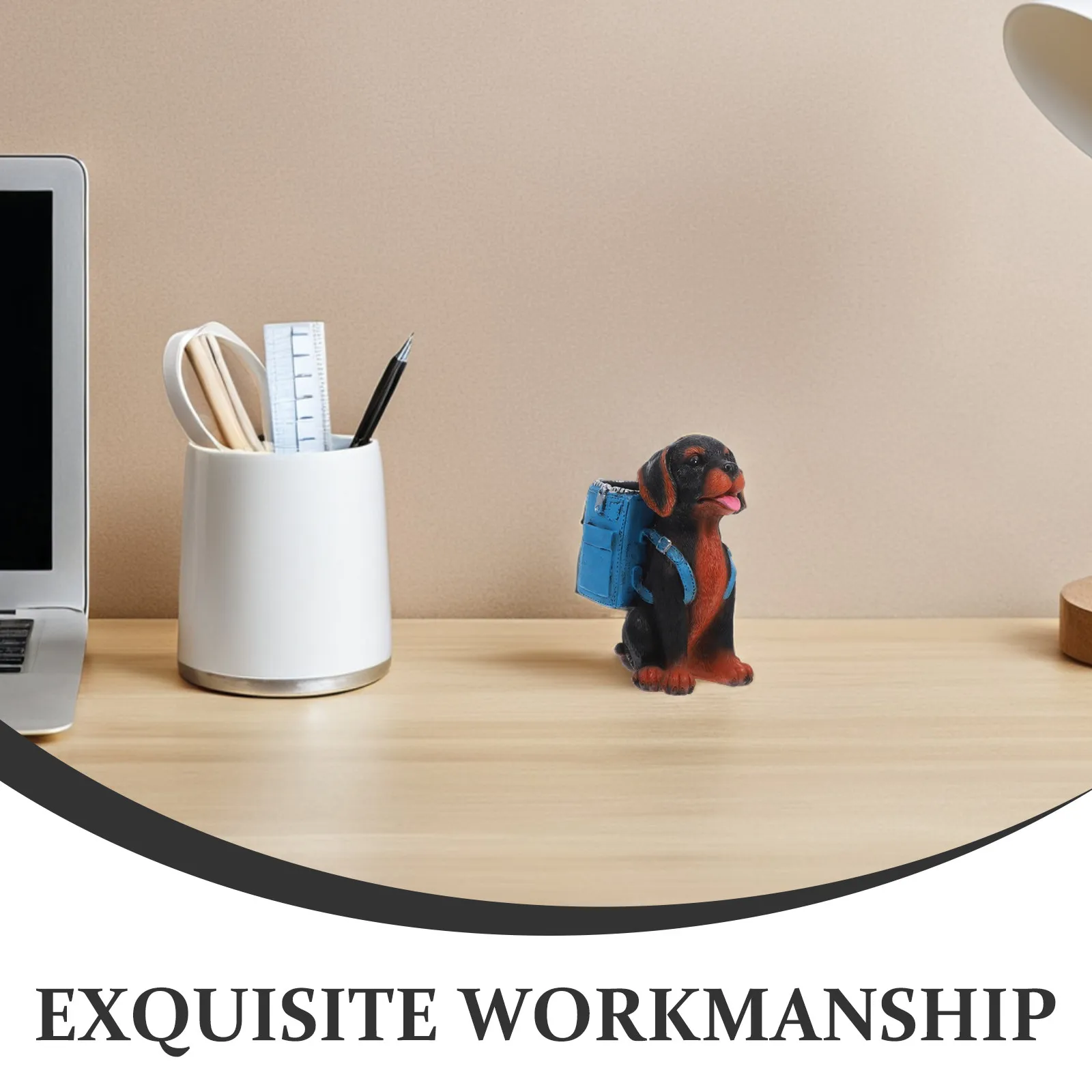 Resin Dog Eyeglass Holder Pen Stand Two-in-One Desk Organizer for Eyeglasses Writing Instruments Home Office Decor Glasses