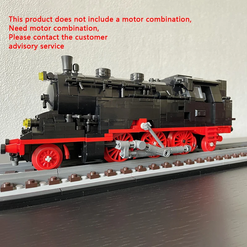 City Car Model MOC Building Bricks Classic Black Red Steam Locomotive Modular Technology Children Holiday Gifts Assemble Toys