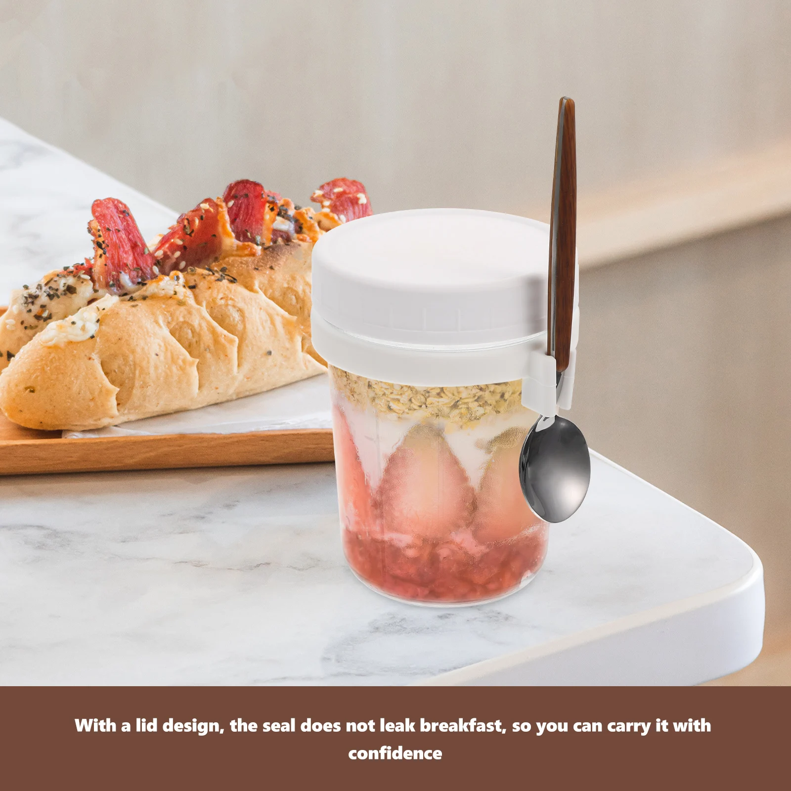 

Portable Breakfast Cup Oatmeal Container Cups Paper Small Transparent Glass Storage Yogurt
