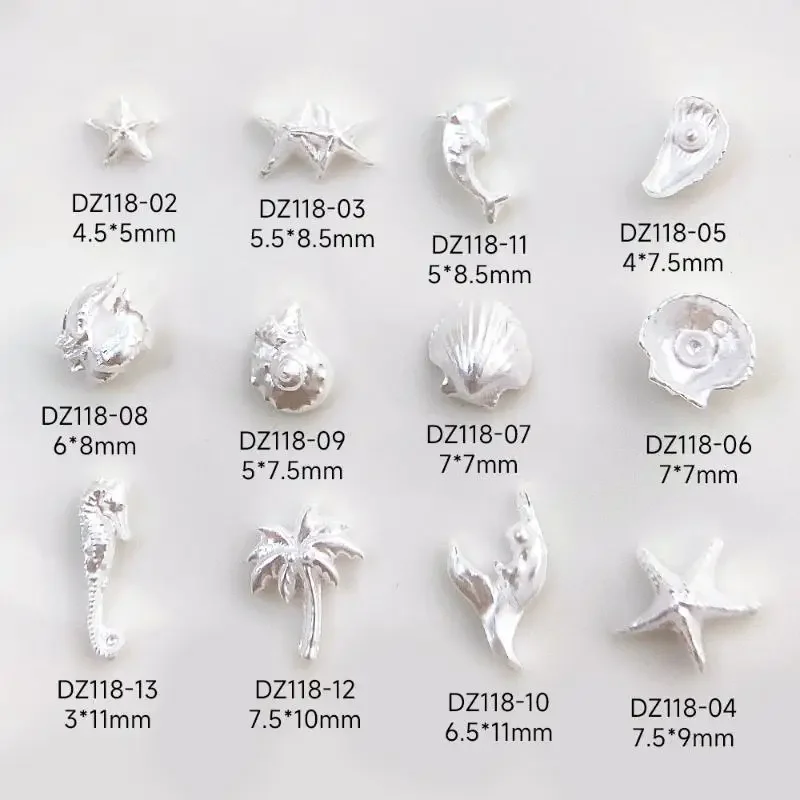 50 pezzi serie oceano lucido colorato conchiglia stella marina conchiglia coda di pesce resina nail art strass decorazioni gioiello ornamento per manicure