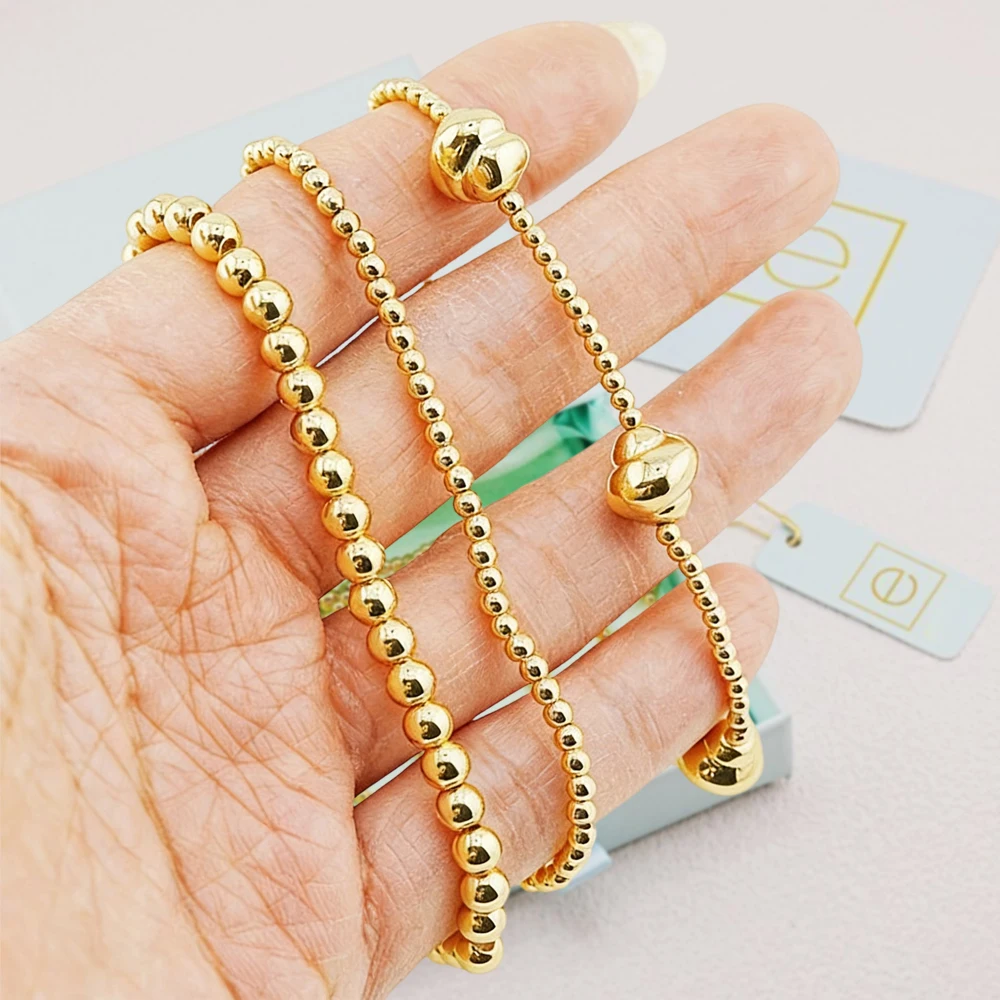 

VKVVA Fashion Jewelry Gold-Plated Beaded 3pcs Stackable Delicate Stretch Bracelet Set for Women Birthday Gifts, Unique Gift