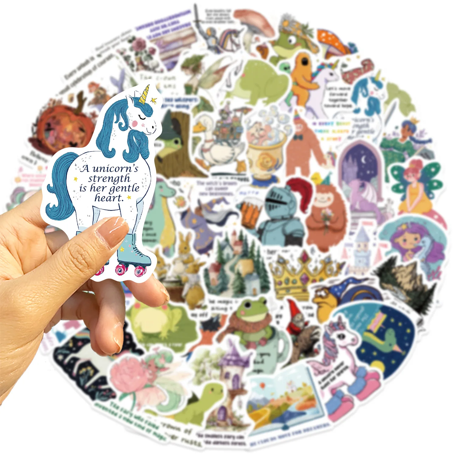 สติกเกอร์ลายการ์ตูนเทพนิยายสร้างแรงบันดาลใจ 50/100 ชิ้น สำหรับตกแต่งกีตาร์ สมุดโน้ต กระเป๋าเดินทาง งาน DIY เกม ไวนิล กันน้ำ