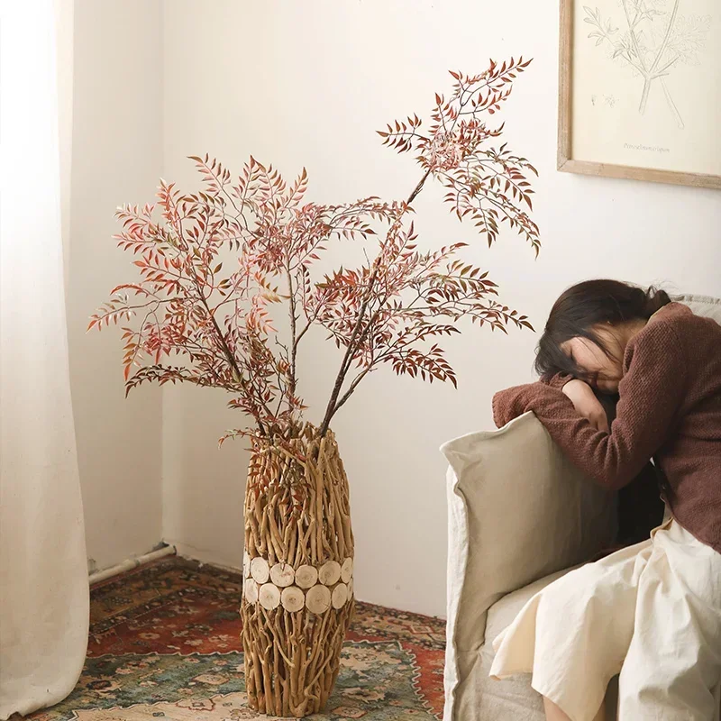 Splicing wooden branches, floor-to-ceiling horse drunk wood, large vase ornament, high-end living room, homestay decoration