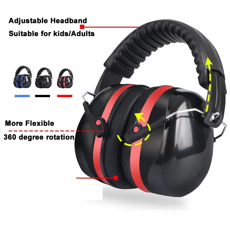 Foldable Anti-Noise Head Earmuffs Sound Reduction Ear Protector Work Safety Study Shooting Drumming Mowing Hearing Protection