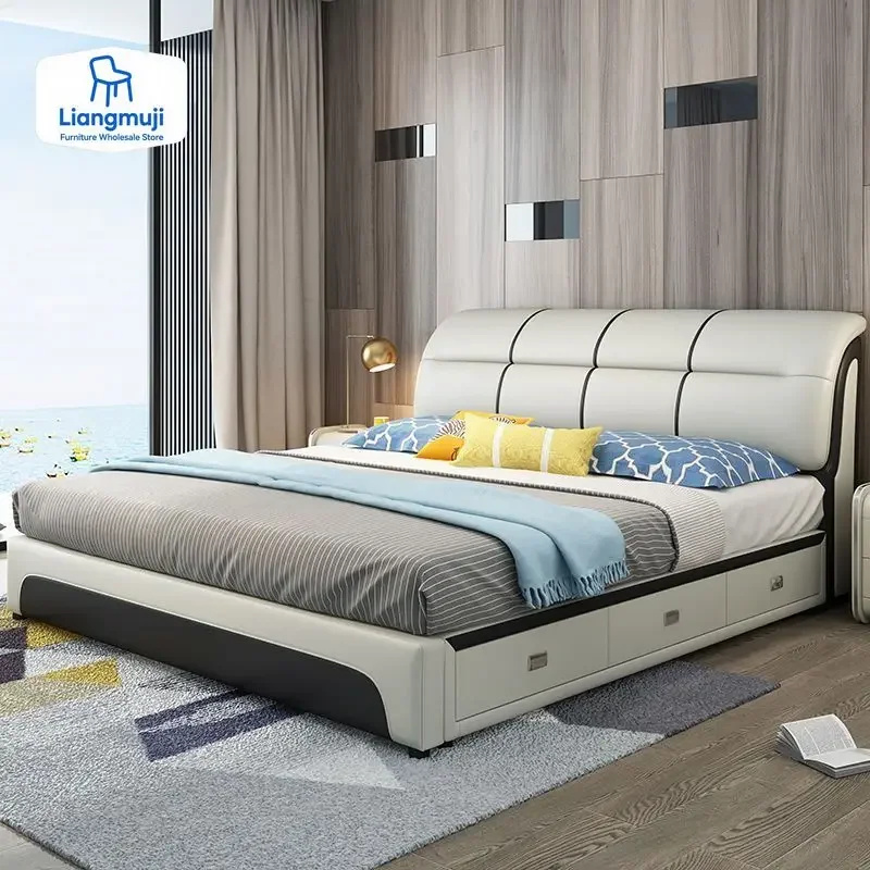 

Luxury Italian Bedroom Set Modern Large Storage King Queen Bedroom King Size Bed Queen Bed Frame with Headboard Furniture