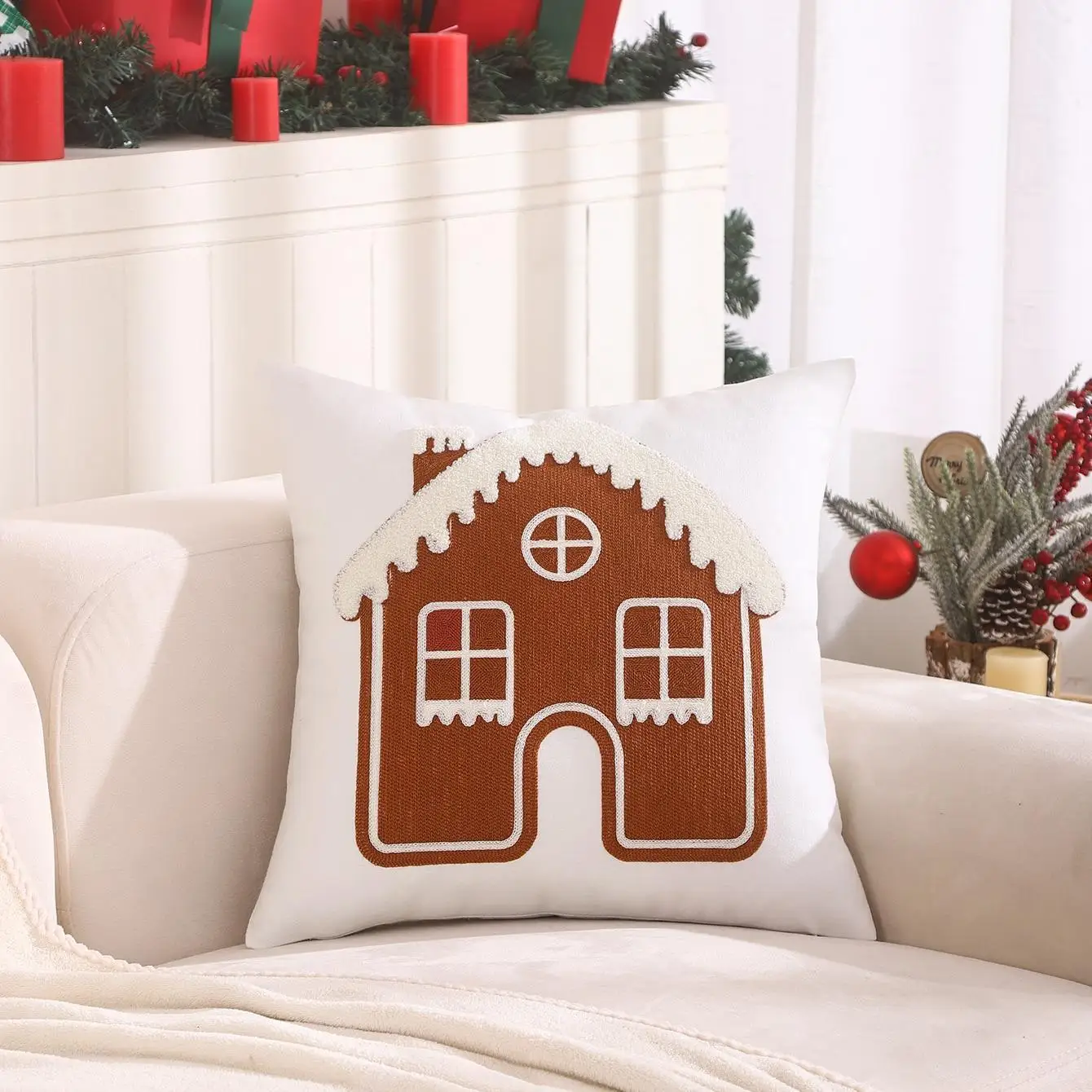 Amazon Santa Claus Pillowcase Letter Christmas Tree Print Home Decoration Sofa Pillow Cover Soft