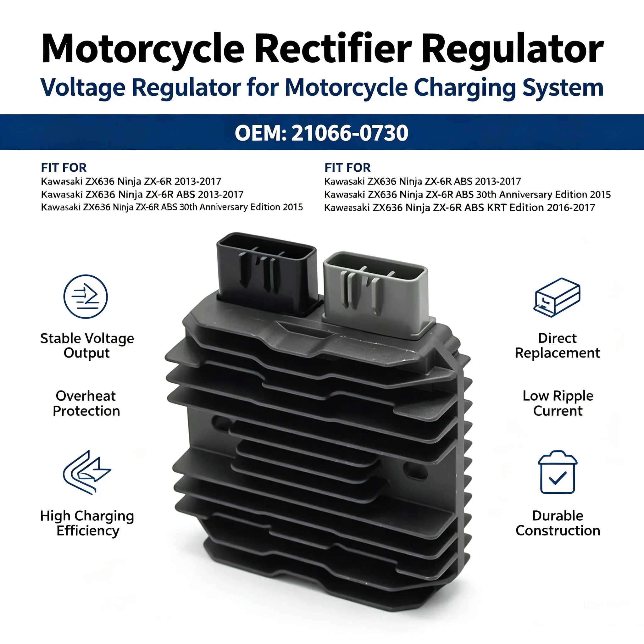 Voltage Regulator Rectifier For Kawasaki Ninja ZX 6R ZX6R ZX636 ZX 636 ZX-6R ABS 2013 2014 2015 2016 2017 21066-0730