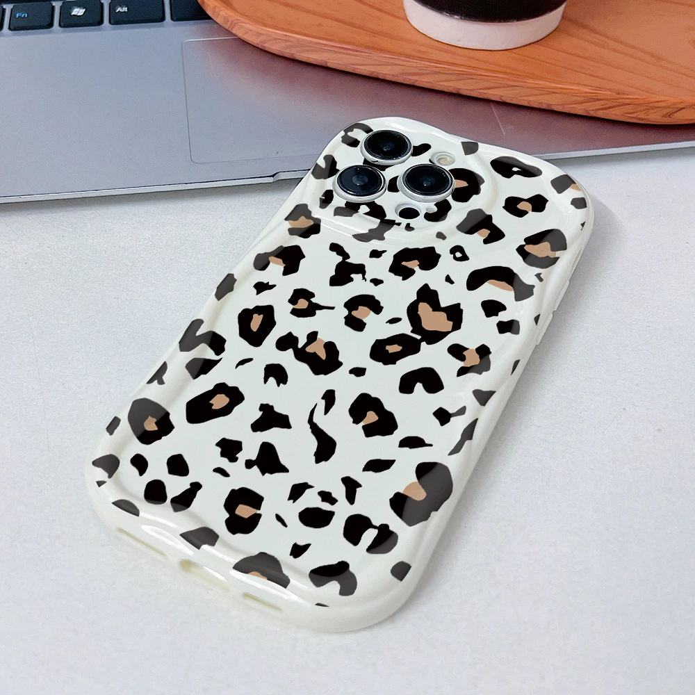 Fashion Leopard Print Phone Case for Samsung Galaxy S25 S24 S23 S22 S21 Ultra Plus 5G S20 FE 3D Creamy Wave Soft Cover