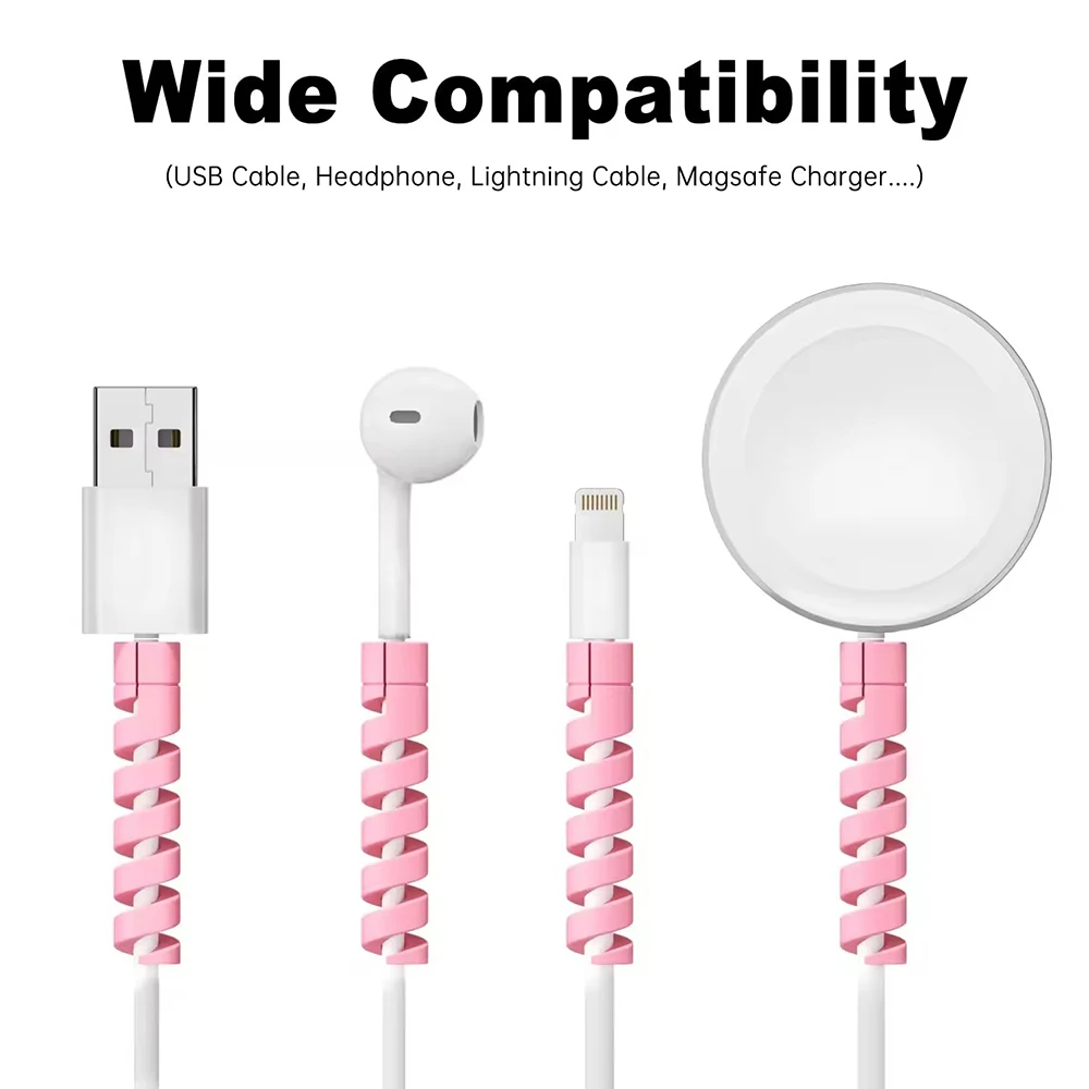 10PCS Cable Protector Silicone Bobbin Winder Wire Protector for iPhone USB Charger Cord Cable Protective Cover Cable Winder Clip