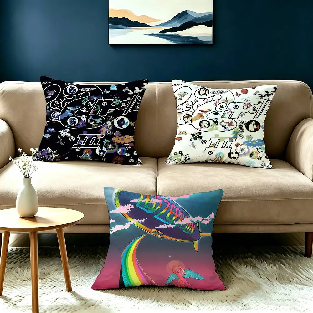 Legend Band L-Led Zeppelin  Square Double-Sided printed Pillow Case Bedroom Bedside Pillow Sofa Cushion Cover