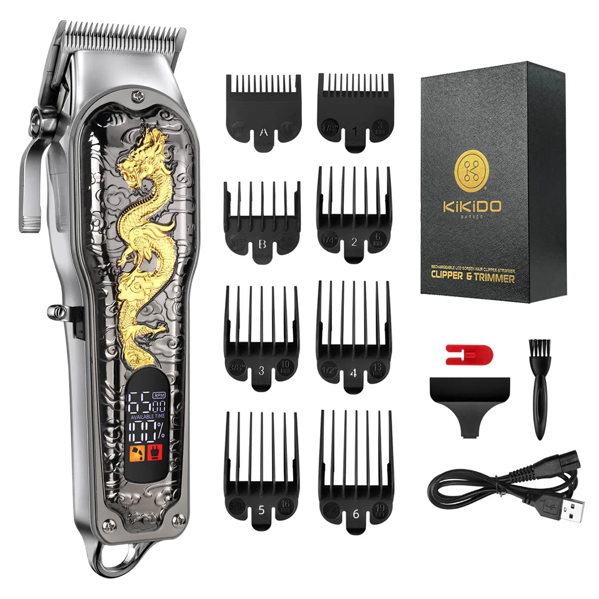 KIKIDO kk-808b Set Dragon Professional Hair Clipper Cordless Hair Trimmer For Men Shaver Hair Cutting Machine Barber MachinBeard