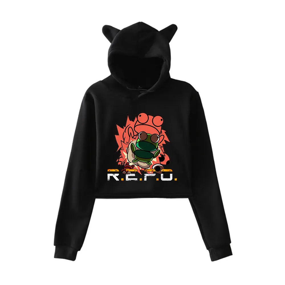 

Hot Game R.E.P.O. Robot Game Merch Trendy Hoodies Sweatshirt for Girls Cat Ear Crop Pullover Robot Everyday Wear