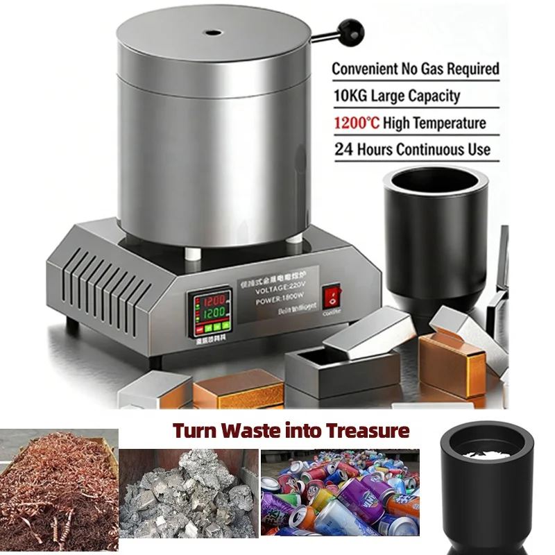 10kg Large Capacity Stainless Steel Motor Lab Muffle Furnace-Electric Metal Melting Furnace for Gold Aluminum