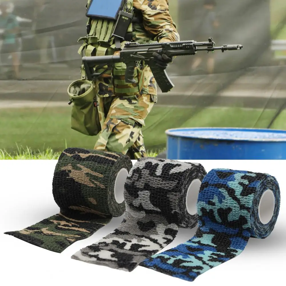 1 Roll Camouflage Tape  Camouflage Elastic Wrap Tape Hunt Disguise Elastoplast Self Adhesive Military Camo Tape Stealth Tape