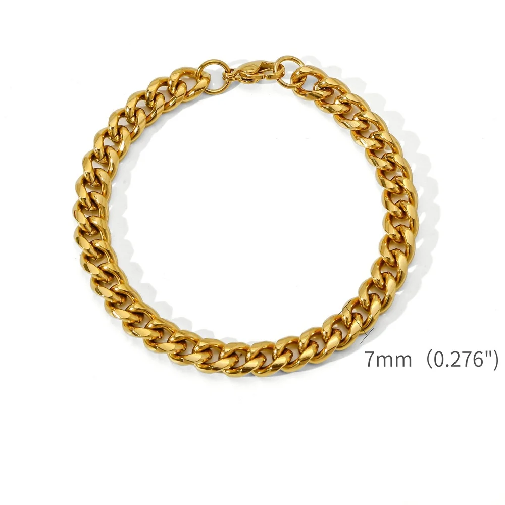 Gold Farbe Edelstahl Kubanischen Kette männer Armband Einfache Retro Armband Für Frauen Hip Hop Schmuck Trend Zubehör Geschenk