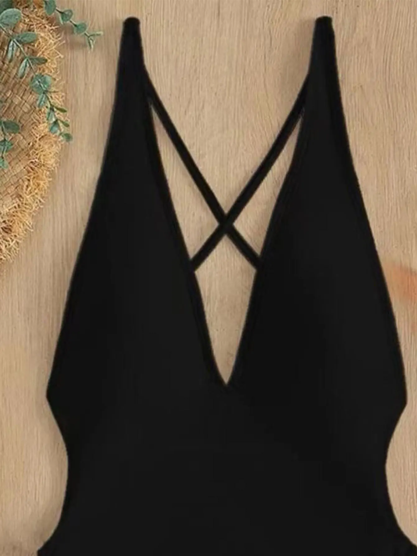 Women's Swimwear 2024 Women One-Piece Solid Color Swimsuit V-Neck Backless Sexy Bikini Hot Spring Swimwear S-L