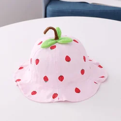 Breathable Sun Outdoor UV Protection Summer Strawberry Fisherman Beach Sunshade Hat for Baby (Pink)