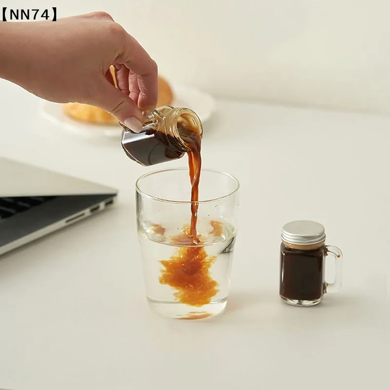 【NN74】1 mini tarro para mermelada, miel, portátil, a prueba de fugas, para café, leche, zumo, botella, tanque de almacenamiento de café, accesorios para barista[J]【W4】