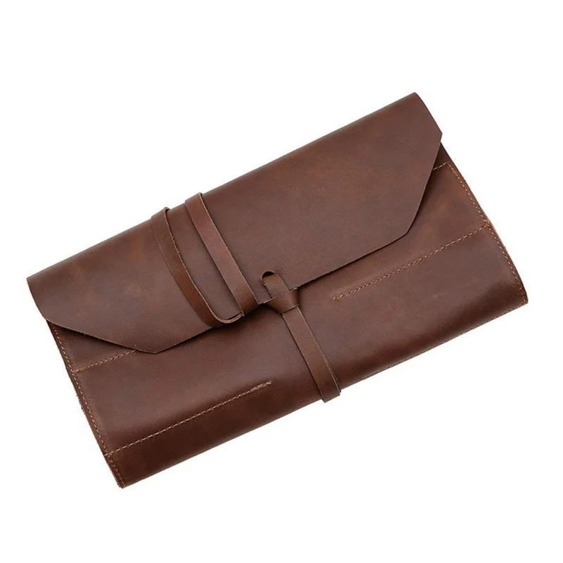 Durable Real Leather Handmade Multifunction Roll-up Tool Bag Pouch Wrench Holder For Travel
