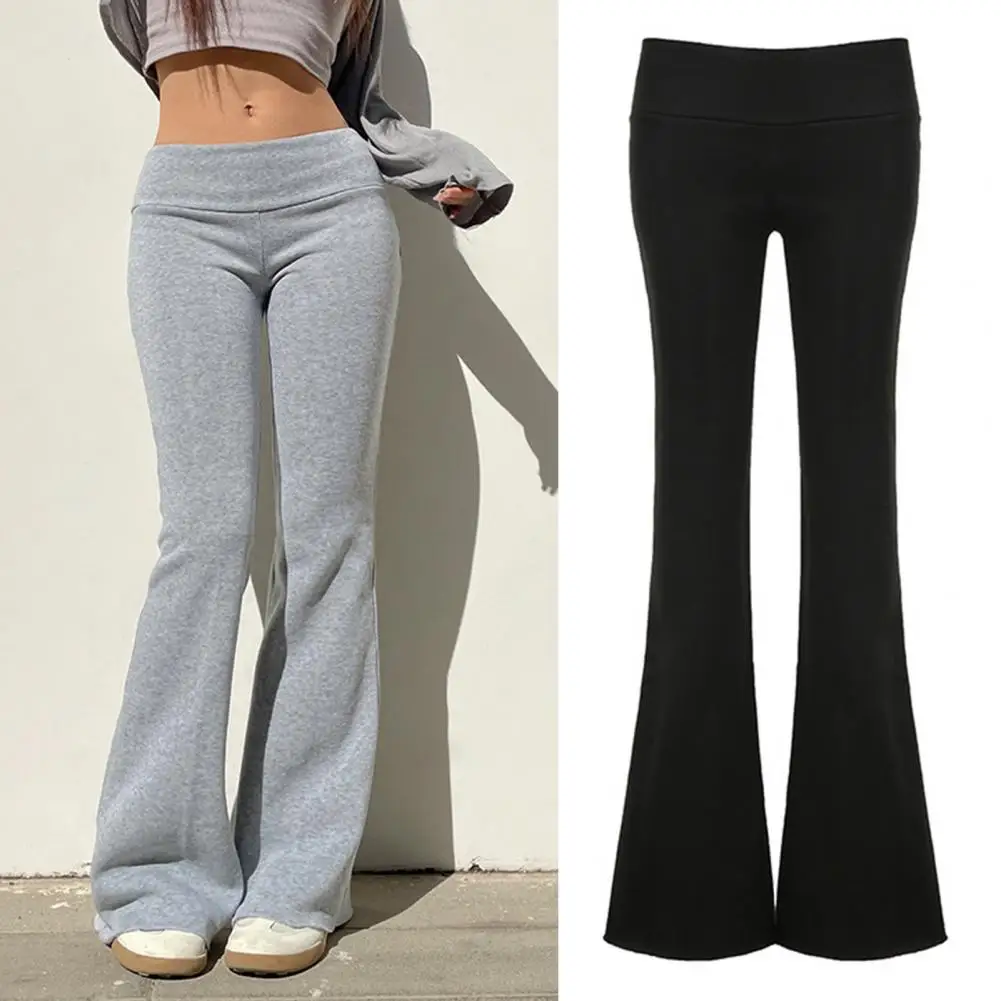 

Casual Sexy Basic Solid Flare Pants Y2K Slim Low-Waisted Boot Cut Pants Women 2023 Autumn Spring Fashion Streetwear Lady