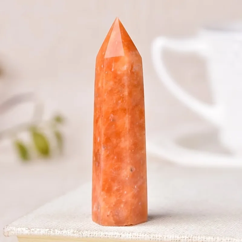 1PC Natural Sunstone Quartz Tower Mineral Reiki Healing Crystal Home Decortion