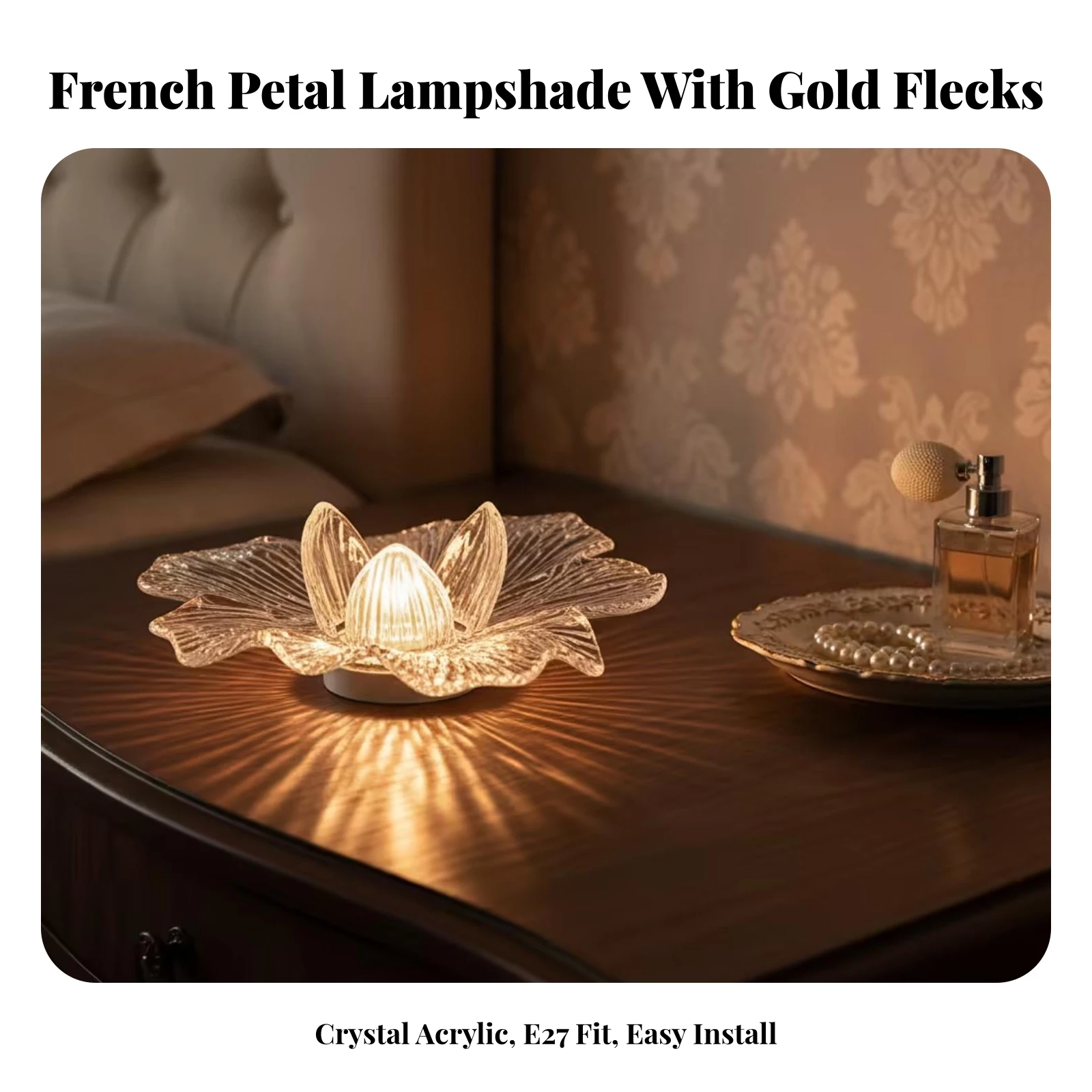 Lampshade with 42mm Opening Faceted Flower Lampshade Transparent for Corridor, Entrance