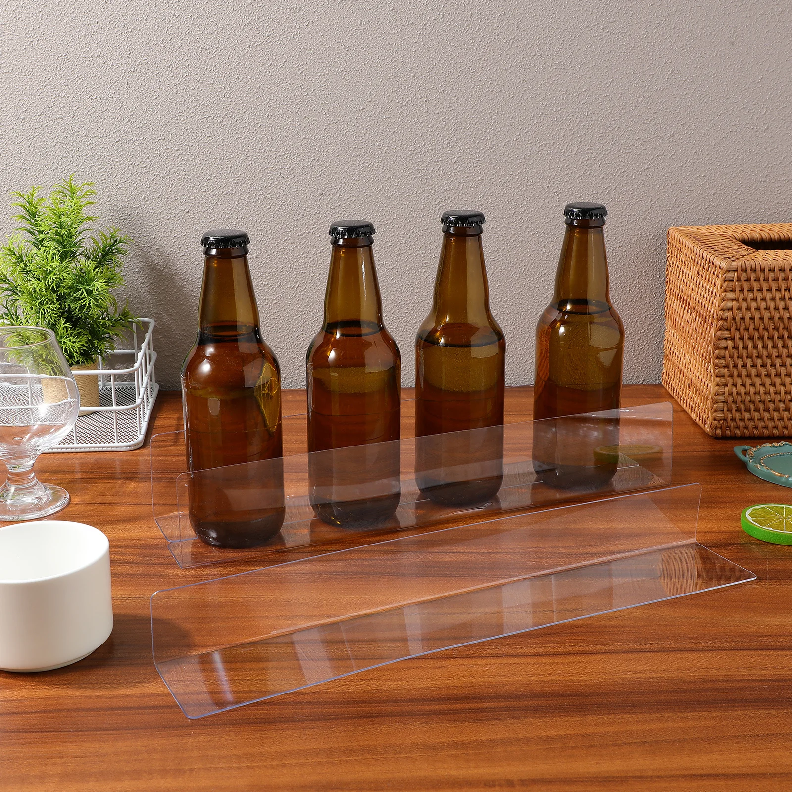 

6Pcs Plastic Shelf Dividers L-Shaped Clear Non-Magnetic Stable Bottom Organizers for Cabinets Closets Snack Storage