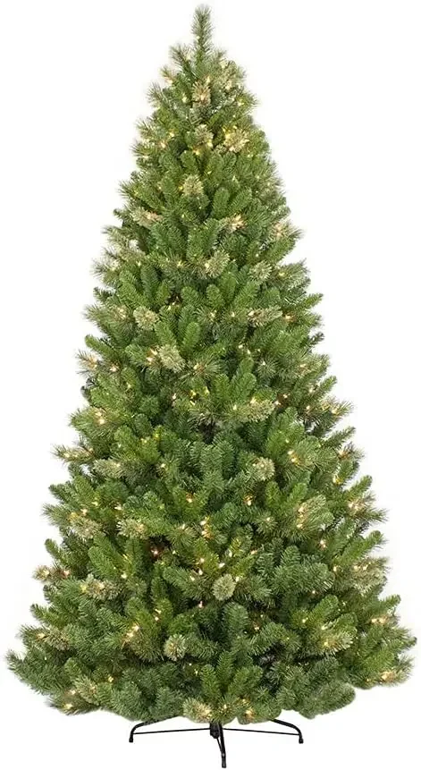 Foot Pre-Lit Teton Pine Artificial Christmas Tree with 600 Clear Lights, Green