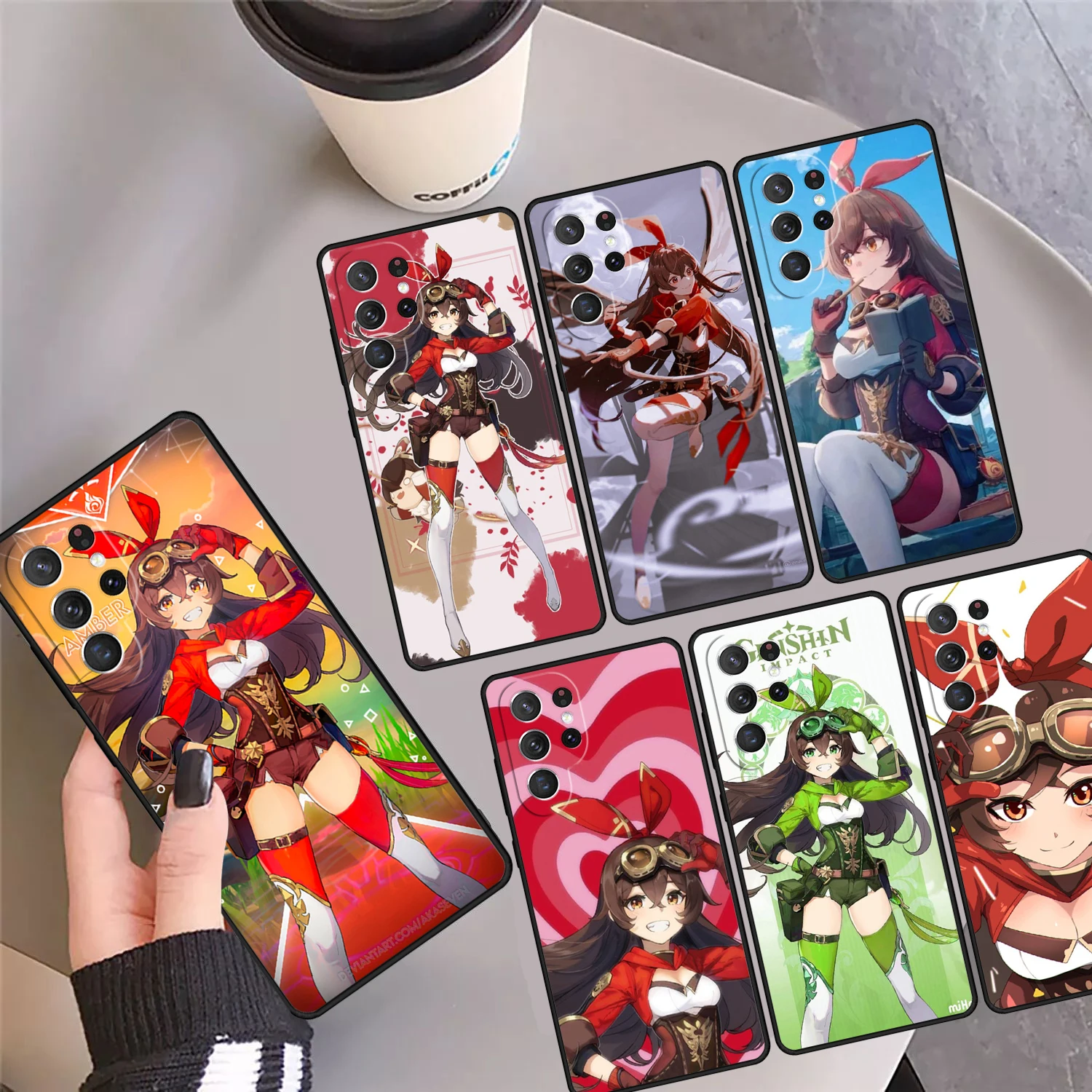 Amber genshin impact Phone Case Cover Coque For Samsung Galaxy S24 Ultra 23 S22 Plus S21 FE S20 S8 S9 S10 Note 10 Pro Note 20