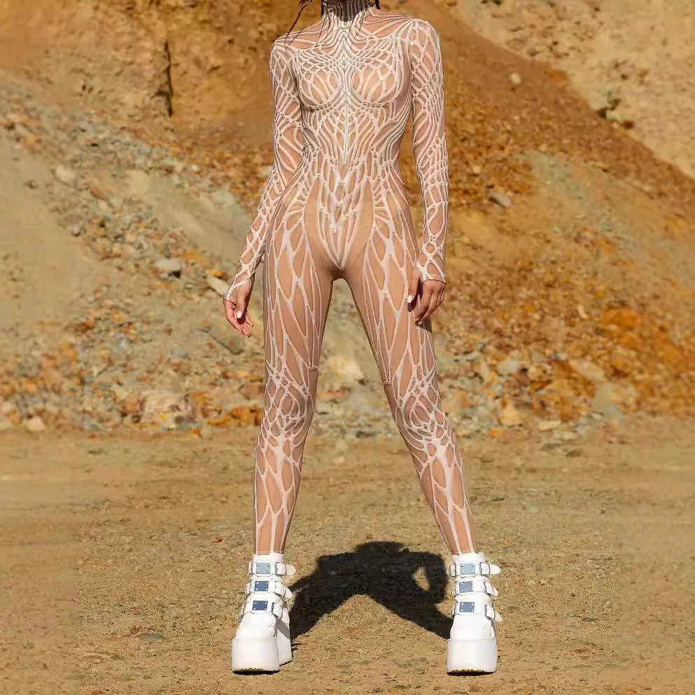 

Mechanical Armored Robot Cosplay Bodysuit Cyberpunk Jumpsuit Halloween Carnival Party Steampunk Zentai Suits Stage Show Catsuits