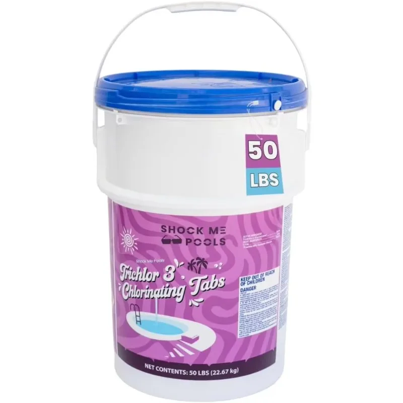 Pools 3 Inch Chlorine Tablets for Pools, 50 lb Pool Chlorine Tabs, 99% Trichlor, 90% Available