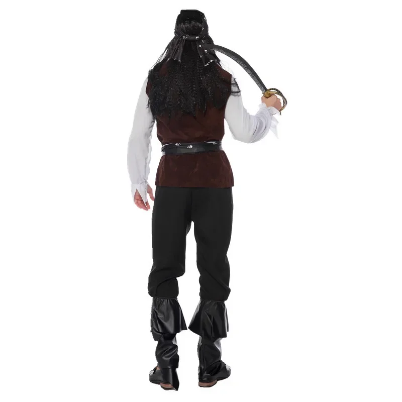 Halloween Men Cosplay Pirate Costumes Carnival Party Pirate Stage Performance Uniform