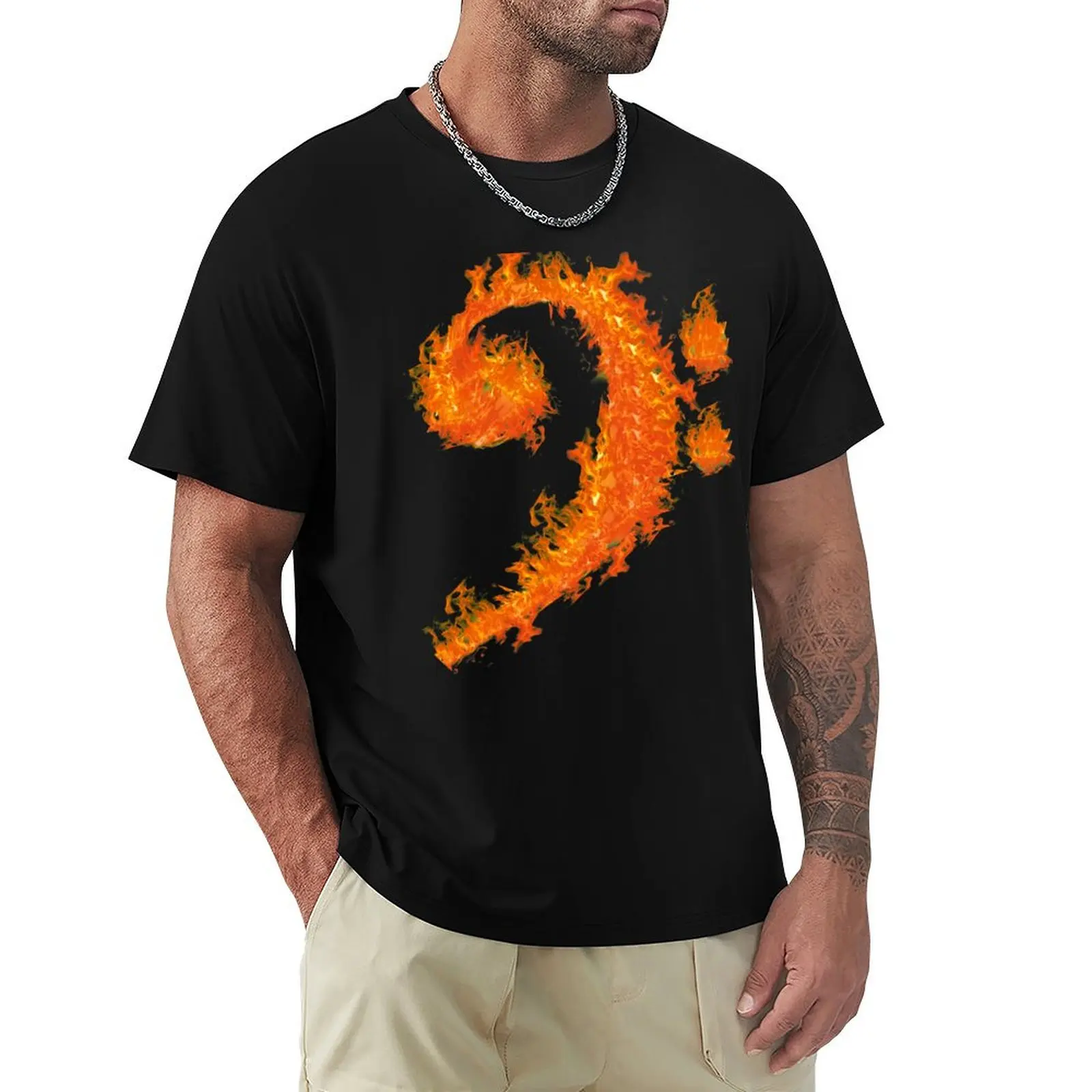 Bass clef fire shirt T-Shirt Work Wear Simple Tee Shirt