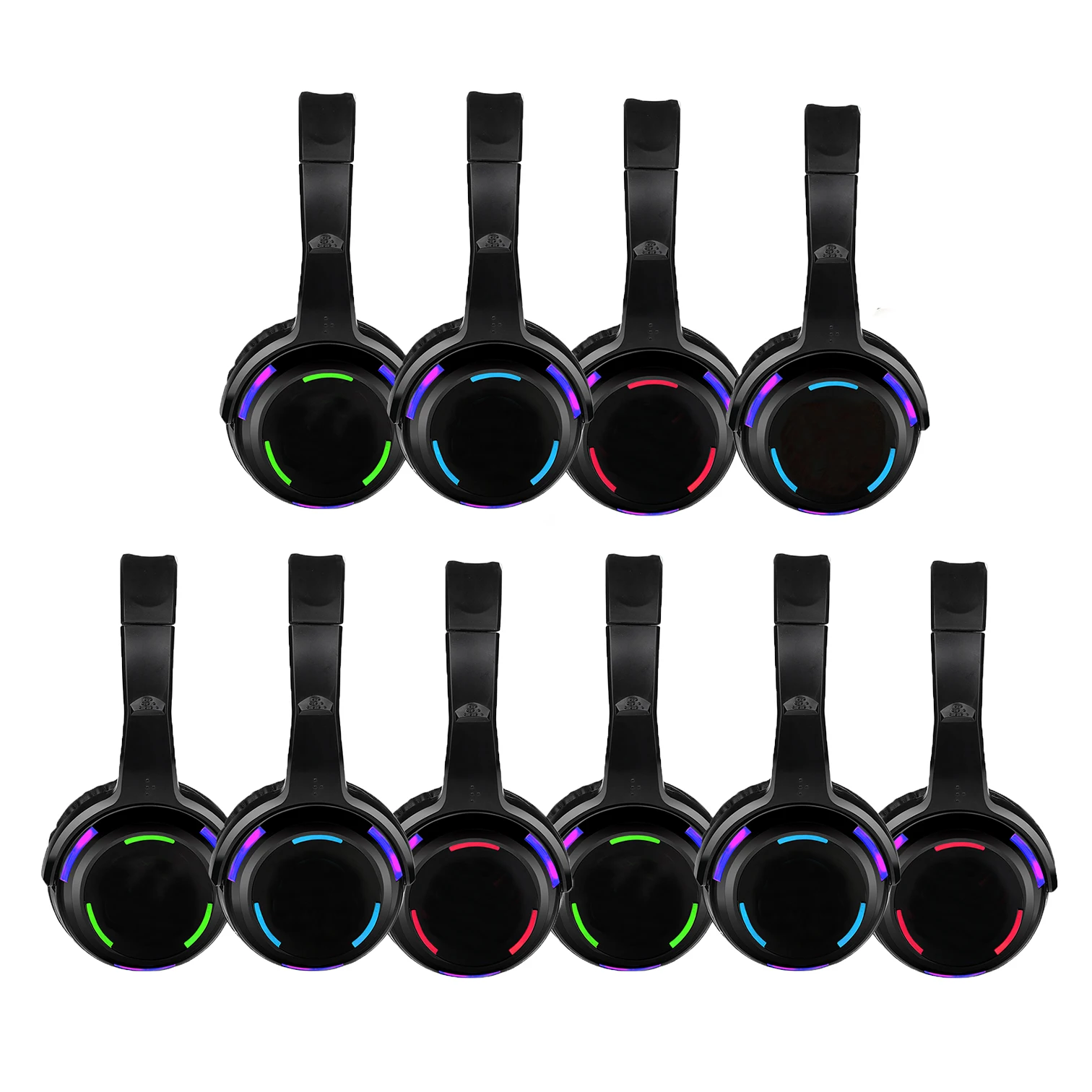 

Silent Nightclub LED Rechargeable Wireless Rf Headphones-10 Headphones Bundle