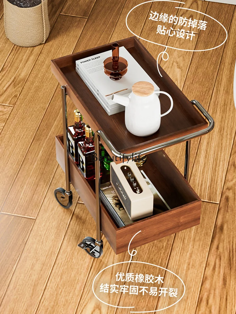 Modern Stylish Movable Shelf Log Color Storage Cart