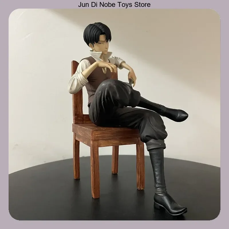 

19cm Attack on Titan Captain Levi Sitting Pose Anime Figure Statue Collectible Desktop Decoration Ornament Toy