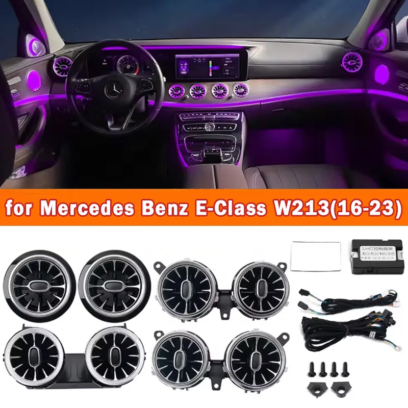 64 Colours LED Air Vents For Mercedes Benz W213 E-Class RGB Car Control Ambient Light Turbo Air Outlet Nozzle Decorative Lamp