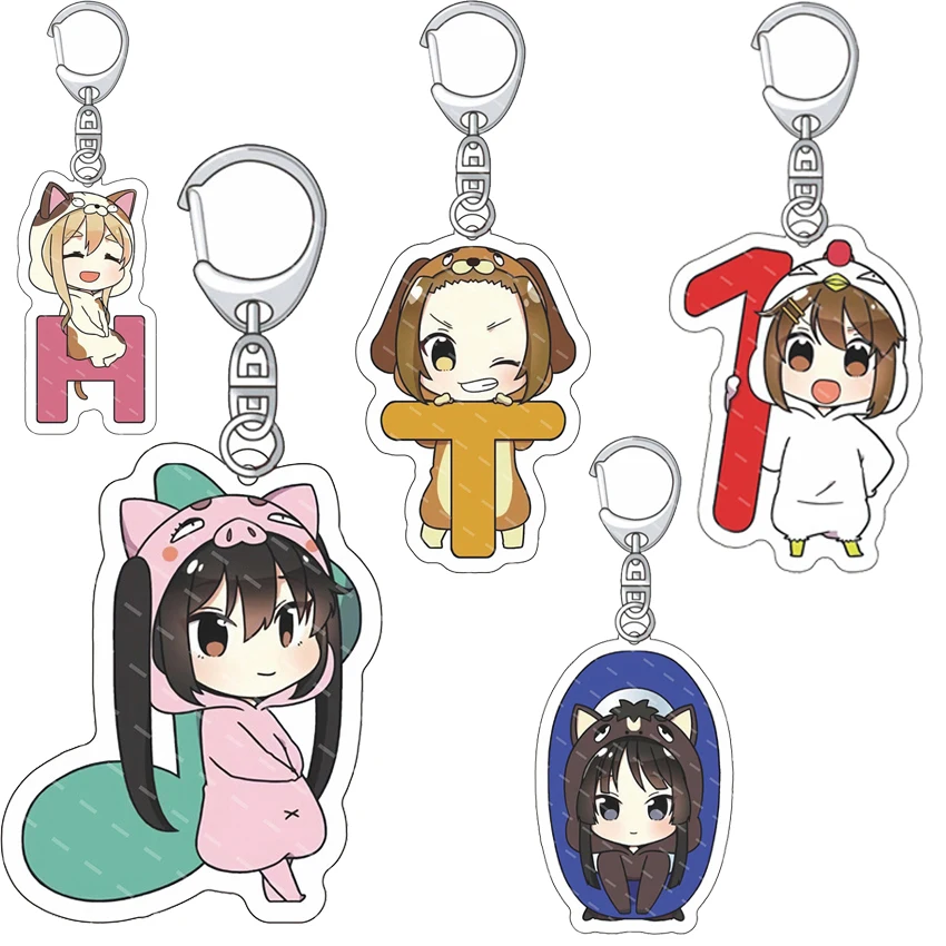 55MM Anime ‌ K-ON! ‌ Llavero de Acrílico con Figuras de Hirasawa Yui, Akiyama Mio, Tainaka Ritsu, Kotobuki Tsumugi, Nakano Azusa, Regalos