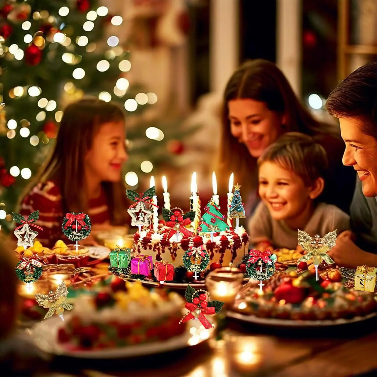 10 قطعة عيد ميلاد سعيد كعكة القبعات العالية الكرتون شجرة عيد الميلاد كعكة ديكور ثلج سنة جديدة سعيدة كب كيك القبعات العالية ديكور للحزب بالجملة