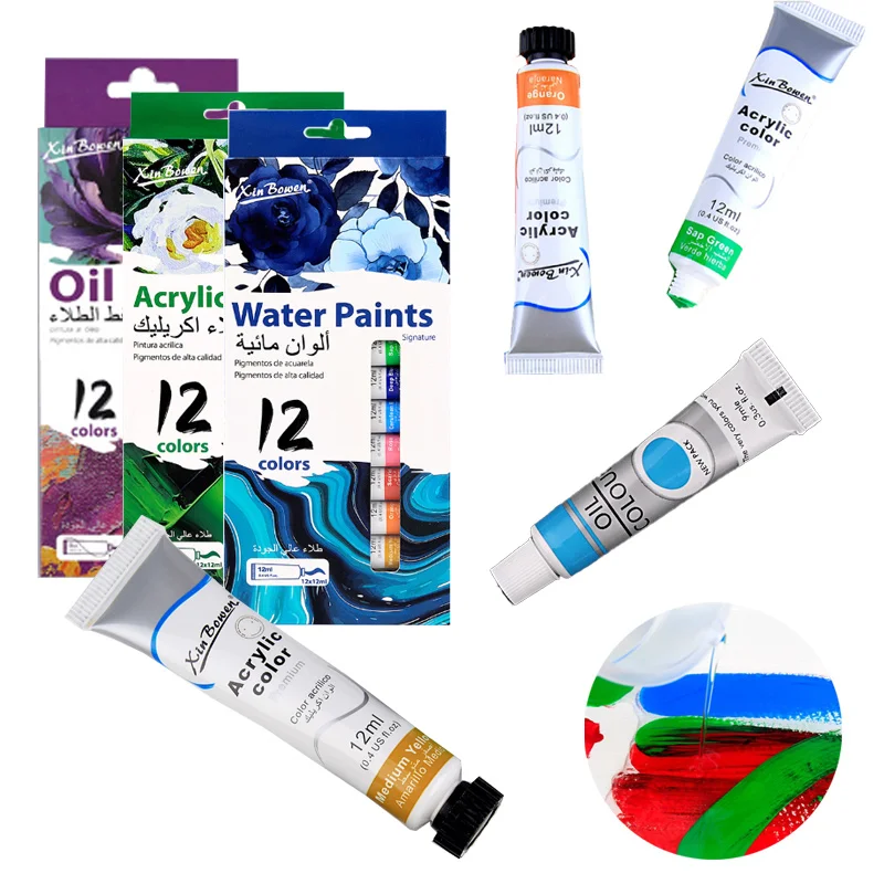 

9/12ml 12color Acrylic Watercolor Oil Painting Pigment Set Waterproof Not Easy To Fade for Children's Hand-painted DIY Graffiti