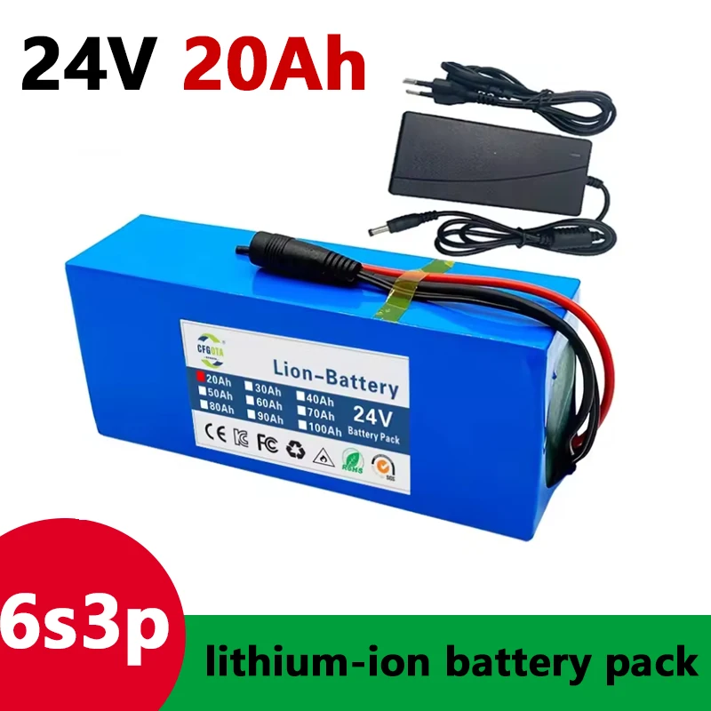 

2026 NEW 6s3p 24V 20Ah-50Ah 18650 lithium battery 25.2v 50000mAh lithium-ion battery pack with charger