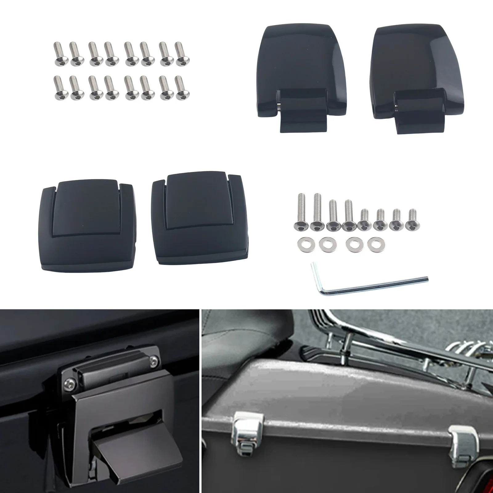 For Harley Touring and Trike models 4Pcs CNC Motorcycle Tour Trunk Latch Hinges