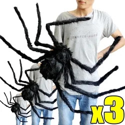 Araña de peluche negra gigante, decoraciones de Halloween para exteriores, arañas grandes aterradoras, fiesta de Halloween, Bar, Casa Encantada, accesorios de terror, 1/3 Uds.