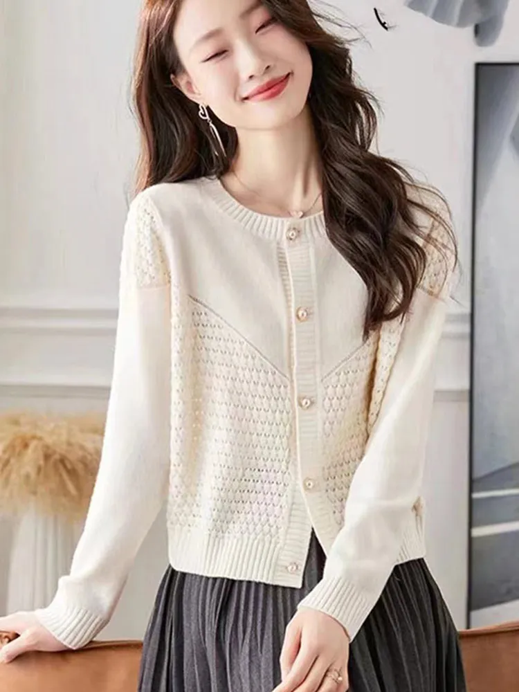 

Универсальный цветной вязаный открытый кардиган для похудения, свободный повседневный длинный све, женский модный удобный шикарный ulari