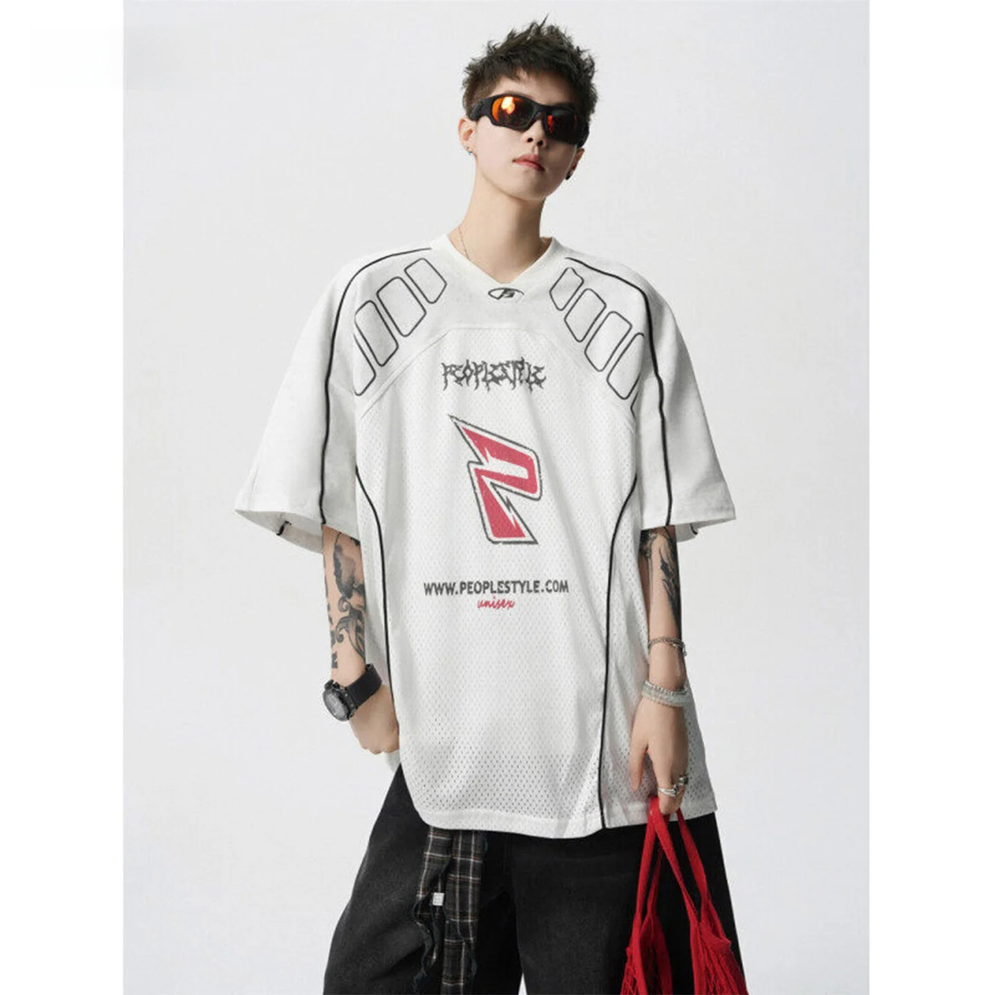 

Мужская футболка свободного кроя American Racing Sle ort Sve, дышащая легкая летняя повседневная хлопковая футболка с v-образным вырезом