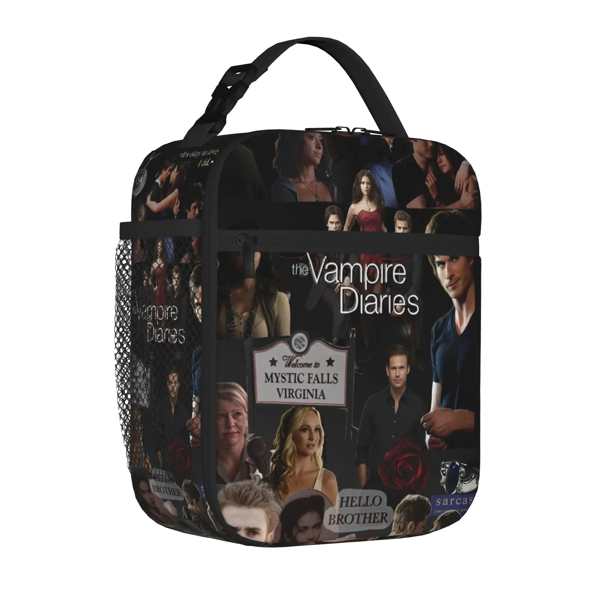 The Vampire Diaries Collage Thermal Insulated Lunch Bag School TV Series Reusable Bento Box Men Women Thermal Cooler Lunch Boxes