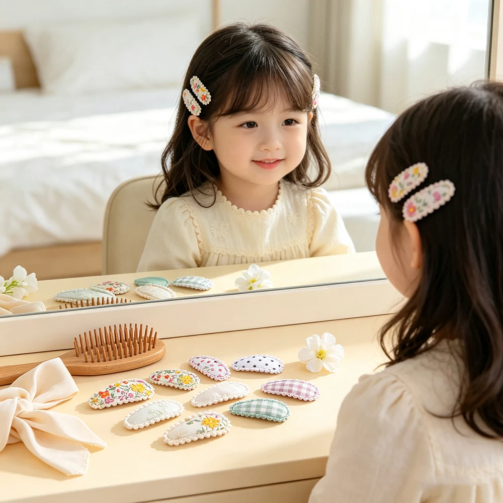 Regenbogen-Haarschleifen 16-teiliges Süßes Mini-Haarspangen-Set, Niedliche Kinder-Haarklammern, Frische Bedruckte Haarspangen Geschenkset – Detail 5