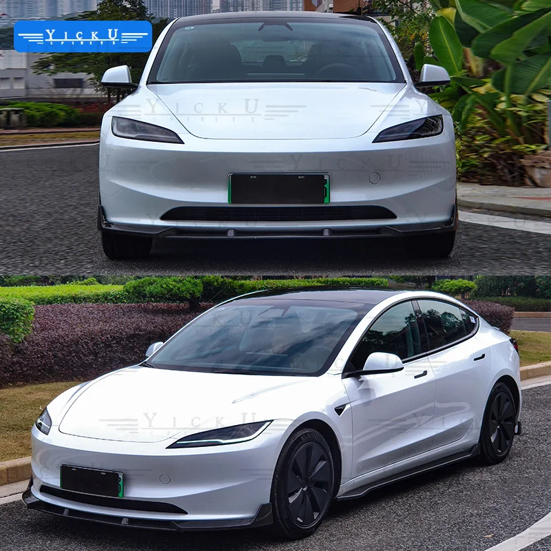 True carbon fiber body kit front lip shovel side skirt  rear lip spoiler suitable for 23 updated Model 3 models