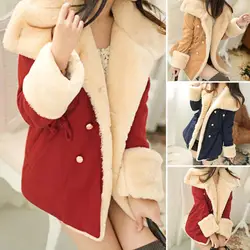 Chic Women Winter Coat Slim Fit Winter Coat Contrast Color Cardigan Lady Winter Coat  Thermal