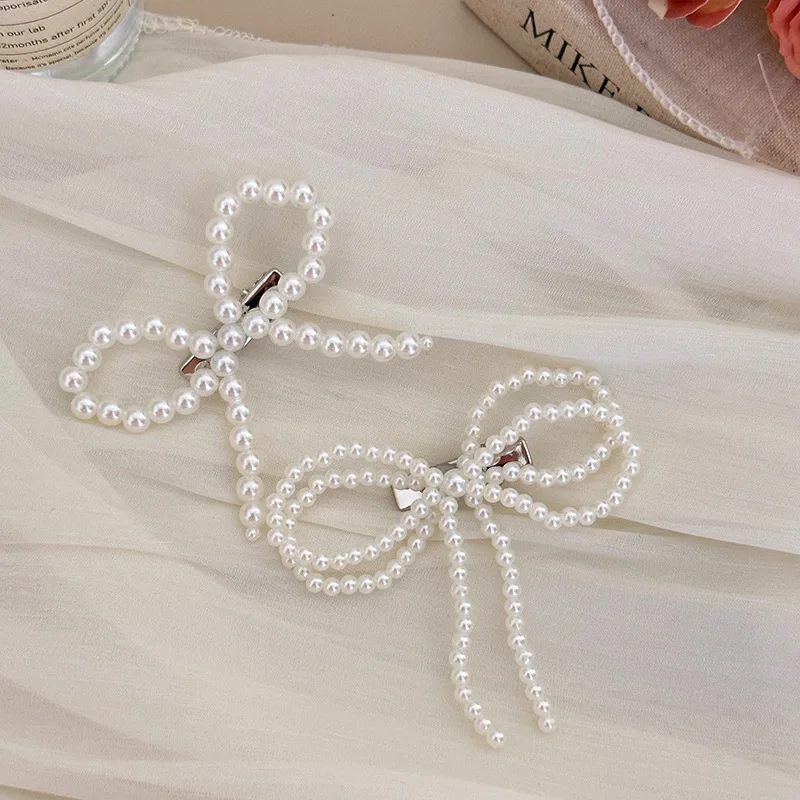 Butterfly hair clip pin bows accessories for women girl korean fairy pearl 2024 popular vintage Designer mini barrette Headdress